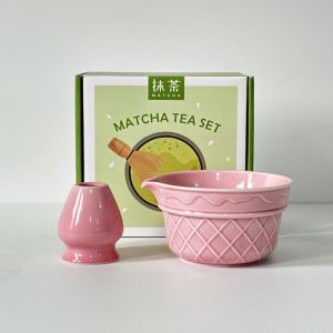 KLICKKRATE 2/5/8PCS Ceramic Matcha Whisk Set Ice Cream Gradient Color Matcha Bowl with Pouring Spout Japanese Tea Set Tea Lovers