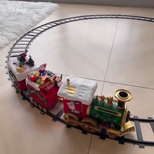 Holiday Train Decoration Set Seasonal Tree Train Set with Festival Cheer Sounds and Light Display Ornament