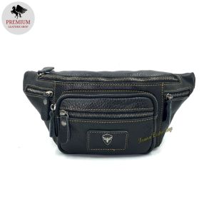 Rush Rider Full Grain Cow Leather Waist Pouch Bag Men Chest Bag Scratchproof