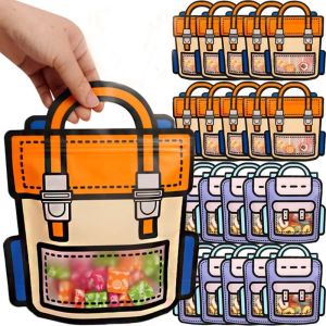 20PCS Creative Lunch Bag School Bags Cookie Candy Plastic Zipper Bags Snack Packaging for Kids Birthday Graduation Party Gifts