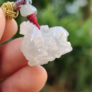 Icy Translucent Quality Natural Type A Jadeite Jade crafted with Horse and Ingot as Pendant certificate weighs 7.4 grams measurement 19.5 * 24.2 * 10.2 mm (pendant245)