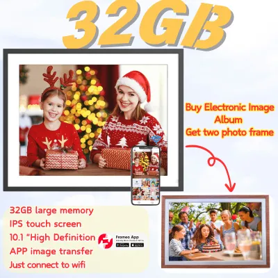 【1-Year Warranty】10.1Inch Frameo Digital Photo Frame WIFI Digital Picture Frame Smart Electronic Image Album Bulit-in 16GB for Gift Giving