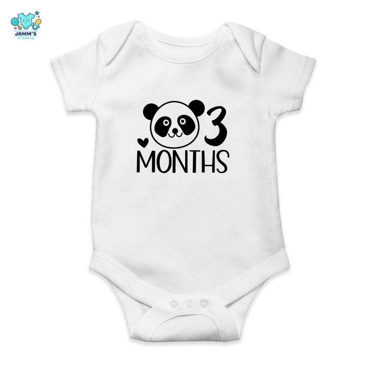 Panda Baby Clothes Onesie Three Months Monthly Milestone With