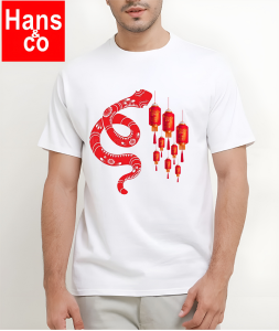 Kaos Pria Model Terkini Trending Motif 3D Bahan katun 24s Ular Imlek  H0512