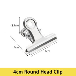 MACRAMEX Multi-size Metal Binder Clips Stainless Steel Round/Flat/Mountain Head Ticket Bill Clamp Multifunctional Paper Clips Students