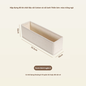 (Giặt được) Hộp đựng bảo quản đồ lót tất vớ vải Cotton và lanh cao cấp khung bảng nhựa PP cứng cáp gấp gọn TD107