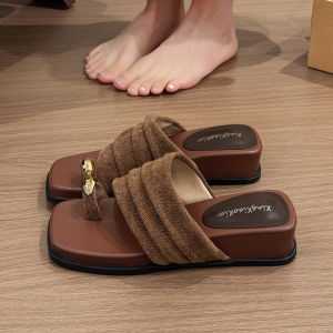 [Free Shipping] Thick-Soled Wedge Retro Slip-On Sandals For Women Summer Outdoor Wear 2026 New Model Comfortable And Stylish Beach Sandals