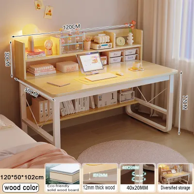 Study Table 80/100/120cm Computer Table with Book Shelf PC Storage Student Study Desk Writing Desk Home Office Table