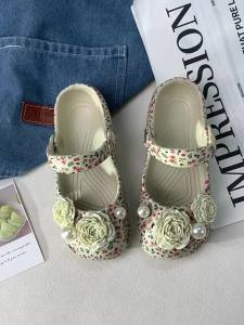[Free Shipping] Camellia Ballet Clogs For Women Casual And Fresh Style Non-Slip Closed-Toe Slippers For Beach WomenS Summer Sandals