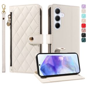 For Samsung Galaxy A56 A55 A36 A35 A26 A25 A06 A05 A05S A16 A15 5G Cover Samsung A55 A15 A16 4G Phone Case Zipper Magnetic Fragrant Wind Leather Wallet Card Slot Flip Cover Casing