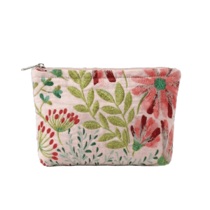 IVAOU Large Capacity Floral Quilted Cosmetic Bag Foldable Soft Cloth Makeup Bag Vintage Multi-Size Toiletry Bag Travel