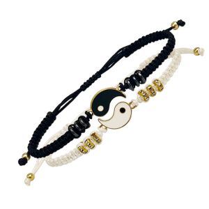 🔥2 PCS Set Tai Chi Couple Rope Bracelet  Black And White Hand-Woven Taiji Bracelet for Women Men LovelylifeFu👍