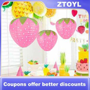 【ZTOYL】 3D dâu tây giấy đèn lồng sinh nhật bé tắm bên trang trí treo dâu trang trí nền vườn trang trí