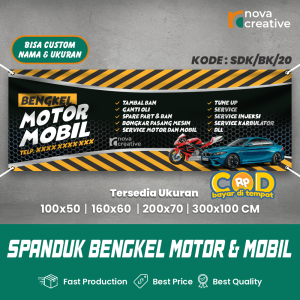 Spanduk Bengkel Motor Dan Mobil Banner Custom Free Desain