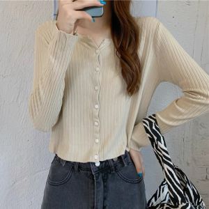 Áo cardigan khoác len nữ kiểu tay dài cổ V dệt kim len đũa xinh xắn phong Ccách Ulzzang Hàn Quốc trẻ trung