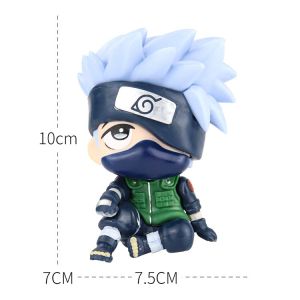 Cute version big head sitting posture solid PVC ninja doll Naruto Kakashi toy model cake toppers Gift Sets