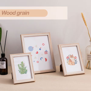 Rustic Wooden Picture Frame (A4 A5 4*6/5*7/6*8/8*10 inch) Pink Black and White Wood-Grain Photo Frame with plastic Cover for Table Top and Wall Mounting