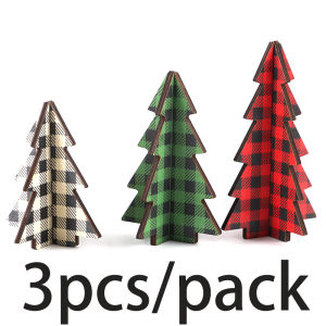 (3 pieces/bag) 7.95-14CM Christmas Tree 3D Wooden Crafts Decoration Room Decoration Celebrating Happy New Year