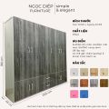 Tủ quần áo nhựa Ngọc Diệp 9 CÁNH 2 NGĂN KÉO cao 1m8 - SE9C2NK - Chân nhựa, Chống ẩm mốc, mối mọt - Giao lắp bới shop. 