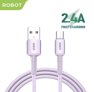 ROBOT Kabel Data Charger Fast Charging 90 Derajat 3A Type C Lightning Micro USB dengan 7 Lampu Berwarna RWTM100/RWTC100/RWTL100 Data Cable Original - Garansi 1 Tahun