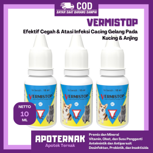 VERMISTOP 10ML Drop - Obat Cacing Kucing Anjing - Obat Cacing Gelang Kucing dan Anjing