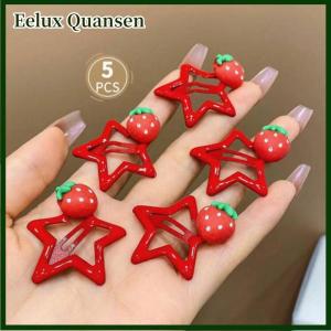 Eelux 5pcs trẻ em ngôi sao dâu tây BB Clip bangs phá vỡ tóc Clip cô gái trán năm cánh sao hairclip bé phụ kiện tóc