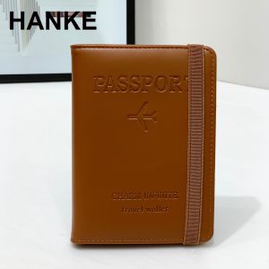 HANKE Multifunction Solid Color Passport Holder PU Leather Travel Wallet Clip Card Case