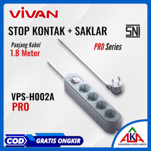 Stop Kontak Arde VIVAN VPS PRO Series Kabel 1.8M Port USB Type-C Saklar Tembaga Murni SNI