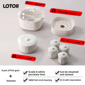 [Next-day delivery]7L five-pot ceramic smart electric stew pot waterproof electric stew pot 5~8 people ceramic electric stew pot Pot elektrik keramik 陶瓷電燉鍋 燉盅蒸鍋