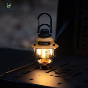 Vintage LED Tent Lamp with Stepless Dimming for Camping and Outdoor Activities in Bright or Soft Light
