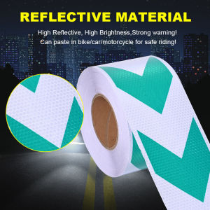 10CM*5M Arrow Car Reflective Stickers White-Green Tapes Waterproof Adhesive Safety Warning Reflectors Strip For Truck Motorcycle