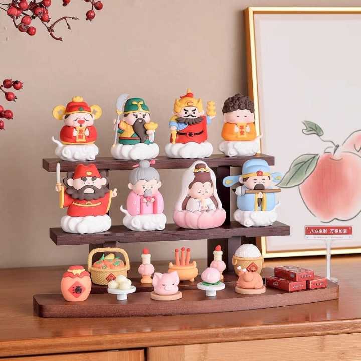 Q版可爱卡通小摆件 平安如来佛祖 财神爷 莲花观音 关公 桃花月老 赵公明 文曲星君 车载家居装饰品 God Buddha Cute ...