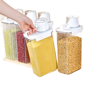 ถังข้าว วัสดุต้านเชื้อแบคทีเรีย กระถางข้าว สไตล์ญี่ปุ่น สะดวก ธัญพืช ปิดสนิท ผู้ชื่นชอบการจัดเก็บข้อมูล