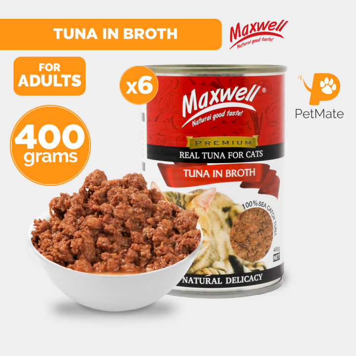 maxwell-adult-cat-wet-food-can-tuna-in-broth-400g-bundle-of-6-petmate