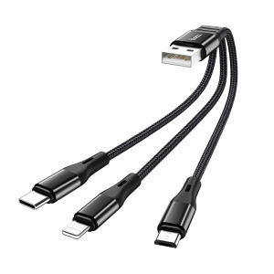 Hoco X47 Harbor 3-in-1 Charging Cable 25cm Braided Fast Charging Cable