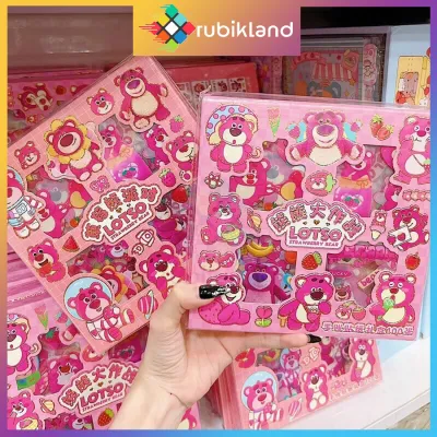 Hộp 100 Tấm Sticker Gấu Dâu Gấu Lotso Lotto Bear Hình Dán Chống Nước Trang Trí Sổ Bìa Sách Dễ Thương Đồ Chơi Trẻ Em