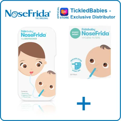 NoseFrida Nasal Aspirator w/ Travel Case + Hygiene Refill Filters (Box of 20) - - - (nose frida sweden nose cleaner )