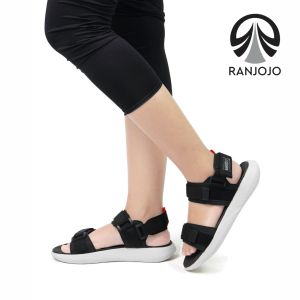 Sendal Wanita Korea Original 100% Ranjojo  Sandal Gunung Wanita Casual Dual-Strap Tali Karet Elastis