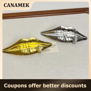 【 CANAMEK 】 Fashion Jewelry Lip Shaped Brooch For Women Party Gifts Exaggerative Accessories