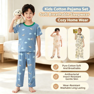 【Local Stock】 100% Cotton Summer Pajamas Set For Kids With Multiple Styles Antibacterial And Odor Resistant Double Stitched Wear-resistant And Washable With A Long Service Life