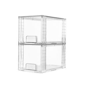 KAWAII BOX 1/2pcs 12 Inch Removable Cosmetic Storage Box Transparent Plastic  Storage Box Practical Dustproof Stackable Storage Drawers for Home