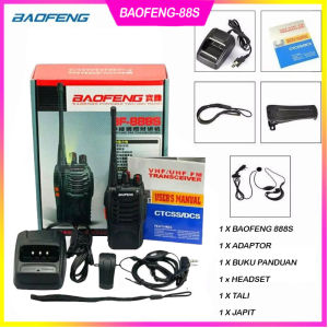 Promo Paket 2 Unit Baofeng Radio HT Handy Talky / Walkie talkie Baofeng BF 888s + Headset