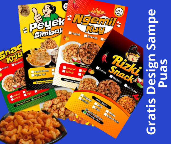 Free Desain dan Cetak 100 stiker Label Produk Untuk snack | Lazada ...