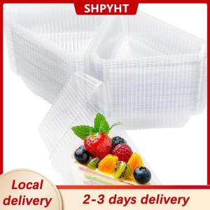 [COD] SHPYHT Local delivery Ship within 24 hours 50 100Pcs Cake Slice Container Clear Triangle Dessert Box Reusable Food Packing Box Stackable Sandwich Holder For Fruit Cake