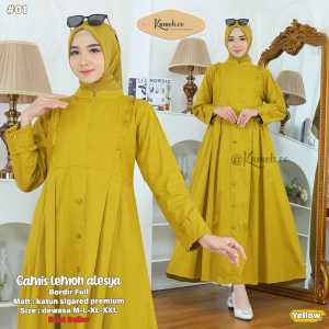 Gamis Wanita Lemon yang Menyegarkan dengan Sentuhan Anggun