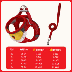 Cute Dog Harness with Bib Leash Set Adjustable Chest Strap for Small Medium Dogs