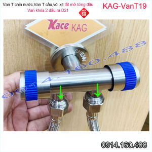 Van T chia nước vòi xịt bồn cầu sus304 KAG-VanT19 van khóa 2 đầu D21 dùng nhà tắm- chia nước tưới cây sân vườn siêu bền sử dụng tốt