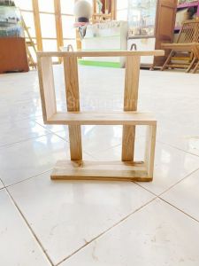 ชั้นลอย ชั้นวางของแขวนผนังรูปตัว S  ชั้นวางของแขวนผนังไม้สัก ชั้นวางแคคตัส ชั้นวางกระบองเพชร  ชั้นวางของไม้สักแท้