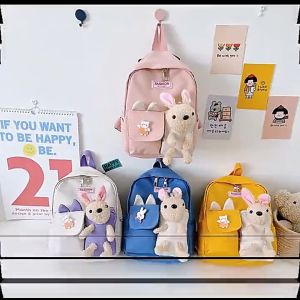 New bunny-themed childrens backpack large capacity cartoon schoolbag for kindergarten.