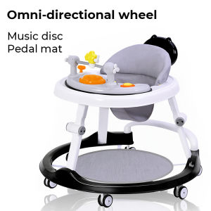 Beige Baby Walker Adjustable Foldable Anti-O-Leg Multi-Functional with music & lights Suitable For 6-24 Months